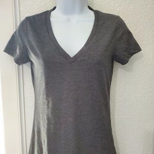 Bella + Canvas Women's Heather Gray/Grey Cotton Blend V-Neck T-Shirt Sz S NEW!